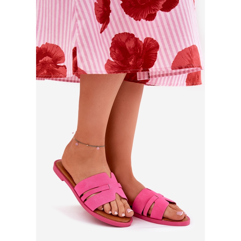 Flop da donna a copertura piatta con ritagli di fucsia ecologici rosa 1