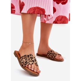 Flip da donna a ruote piatte con leopardi leopardati marroni marrone 1