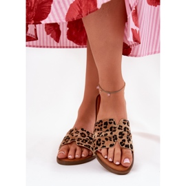 Flip da donna a ruote piatte con leopardi leopardati marroni marrone 2