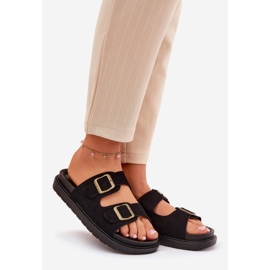 Infradito da donna sulla piattaforma con fibbie nere nero 1