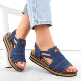 Comodi sandali con plateau in jeans Rieker W RKR684 2