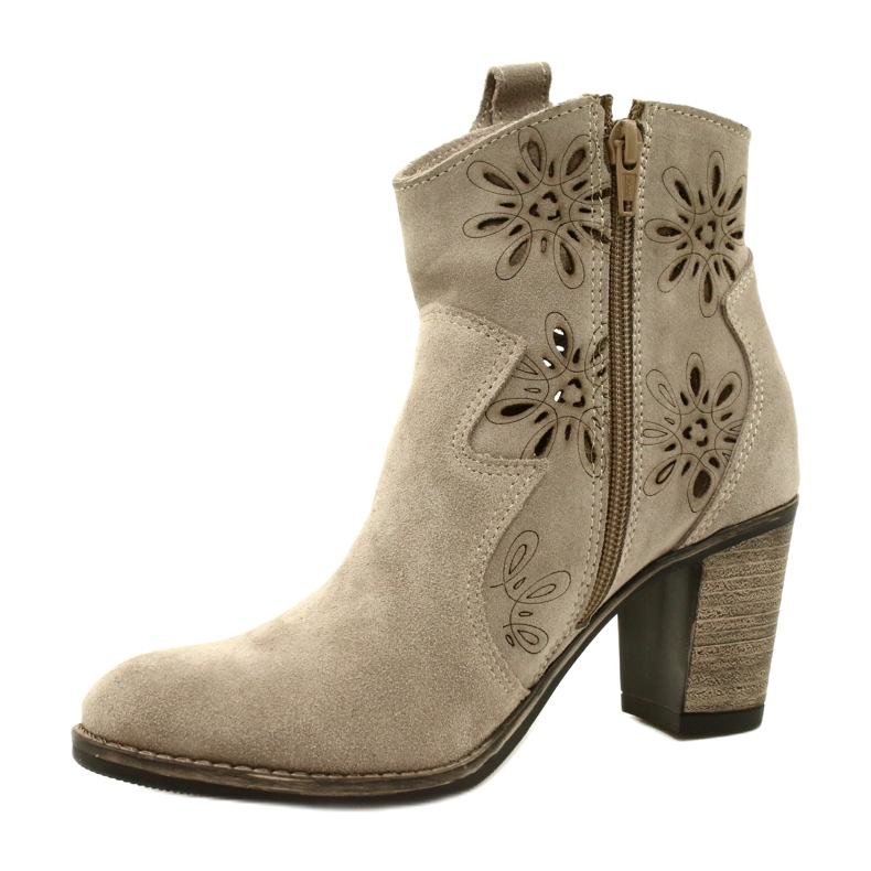 Olivier Stivali di pelle da donna aperta beige grigio chiaro 2