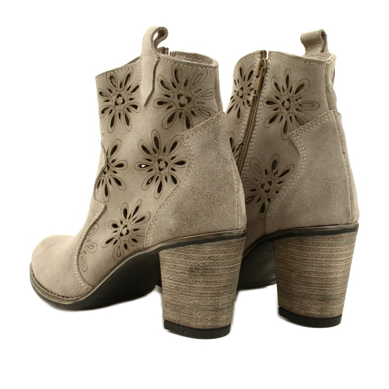 Olivier Stivali di pelle da donna aperta beige grigio chiaro 5
