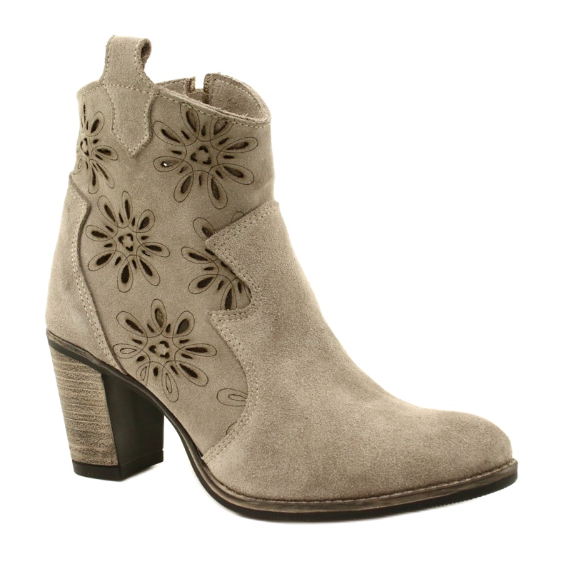 Olivier Stivali di pelle da donna aperta beige grigio chiaro 1