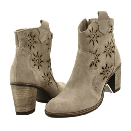 Olivier Stivali di pelle da donna aperta beige grigio chiaro 4