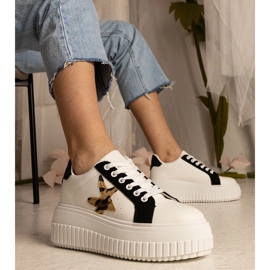 Sneaker in bianco e nero decorate con glitter e stelle bianca 1