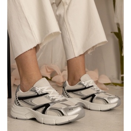 Sneakers d'argento sport femminili con glitter 1