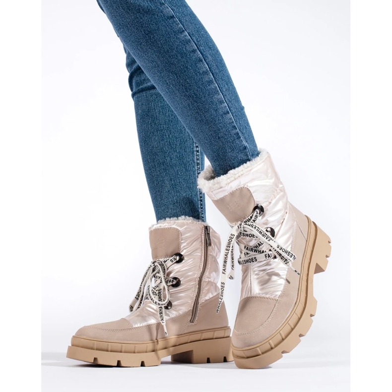 Doposci da donna beige con pelliccia 1