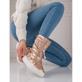 Stivali da neve isolati dorati da donna Big Star KK274194 rosa 2