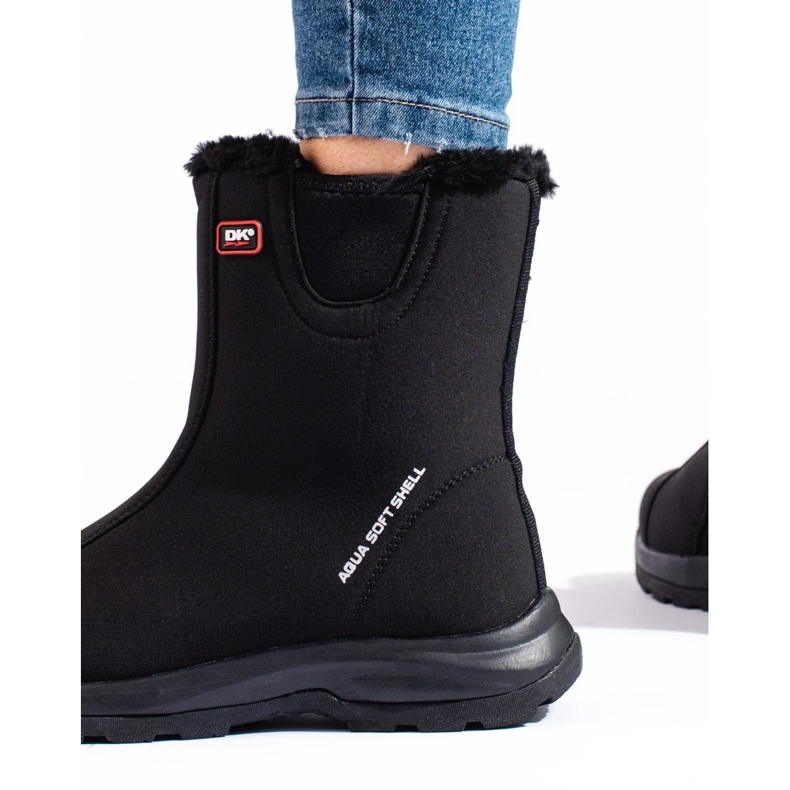 Scarponcini da trekking alti da donna DK, isolati con pelliccia nero 1