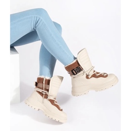 Seastar Stivali da neve da donna beige con pelliccia su suola spessa 2