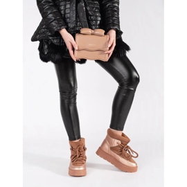 Doposci da donna stringati marroni con suola spessa marrone 1