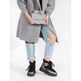 Doposci da donna stringati neri e argento con suola spessa nero 1