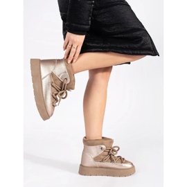 Doposci da donna beige stringati con suola spessa 1