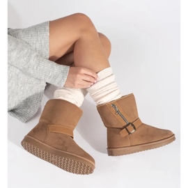 Doposci da donna beige con fibbia decorativa e cerniera 2