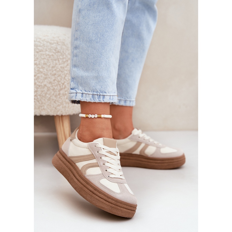 Sneaker femminili sulla piattaforma Dark Beige 2
