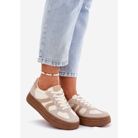 Sneaker femminili sulla piattaforma Dark Beige 1