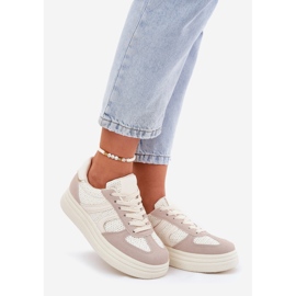 Sneakers Platform da Donna, Beige 1