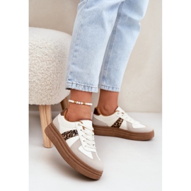 Sneaker femminili sulla piattaforma leopardo beige 2