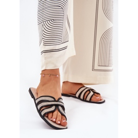 Flip flip di beige neri piatti da donna classici 2