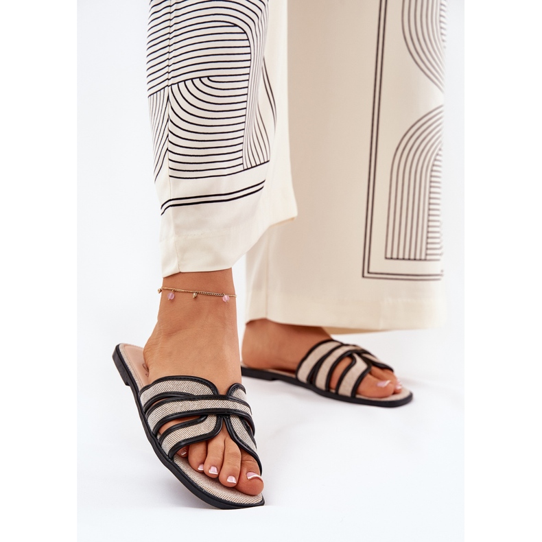 Flip flip di beige neri piatti da donna classici 2