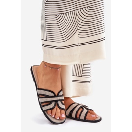 Flip flip di beige neri piatti da donna classici 1