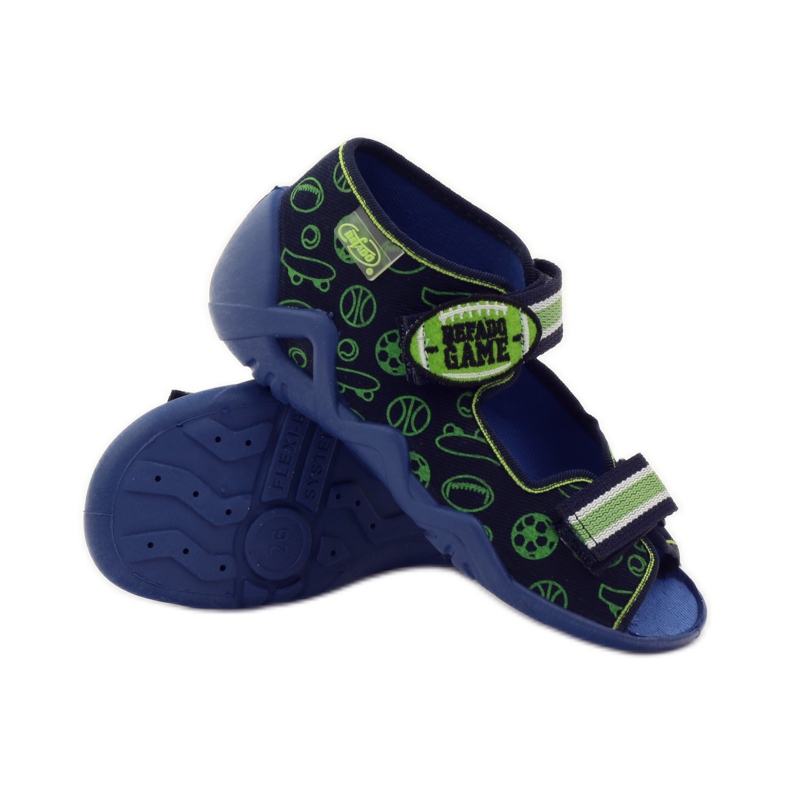 Befado scarpe per bambini sandali pantofole 250p070 blu navy verde 3