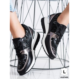 Goodin Sneakers in pelle nera con stampa serpente nero 2