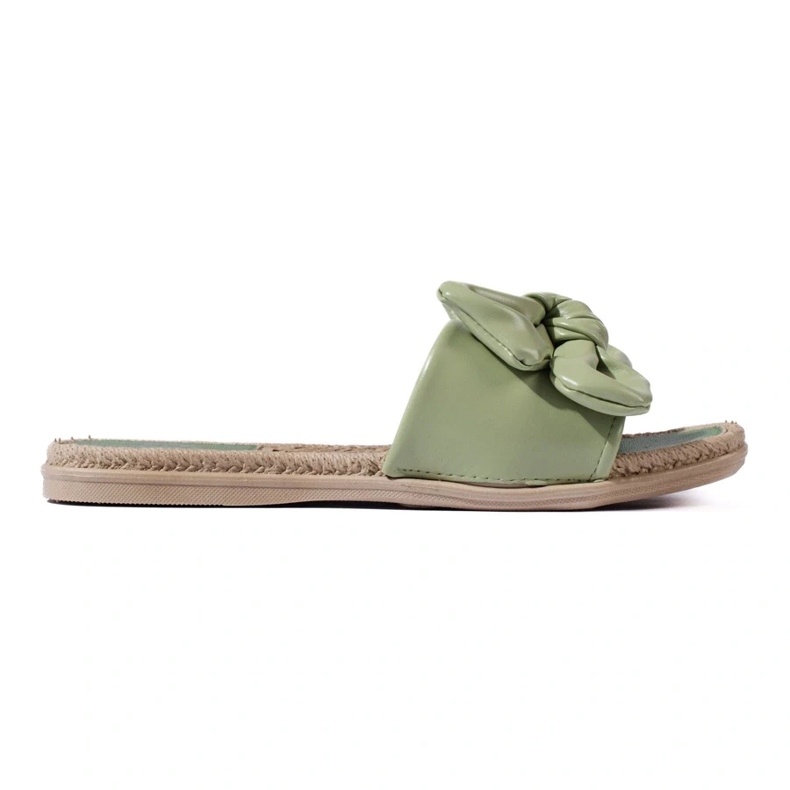 Pantofole Ecopelle Con Fiocco verde 1