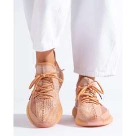 Sneakers in tessuto sulla piattaforma arancia 1
