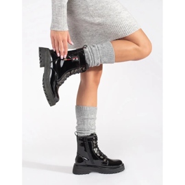 Stivaletti stringati laccati nero 1