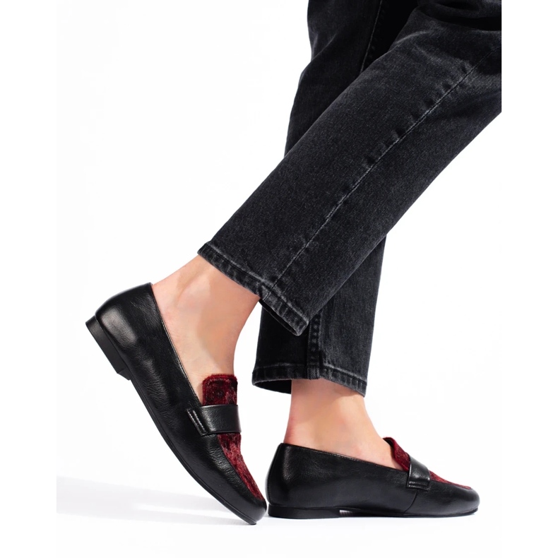 Stivaletti neri e bordeaux con pelliccia nero 2