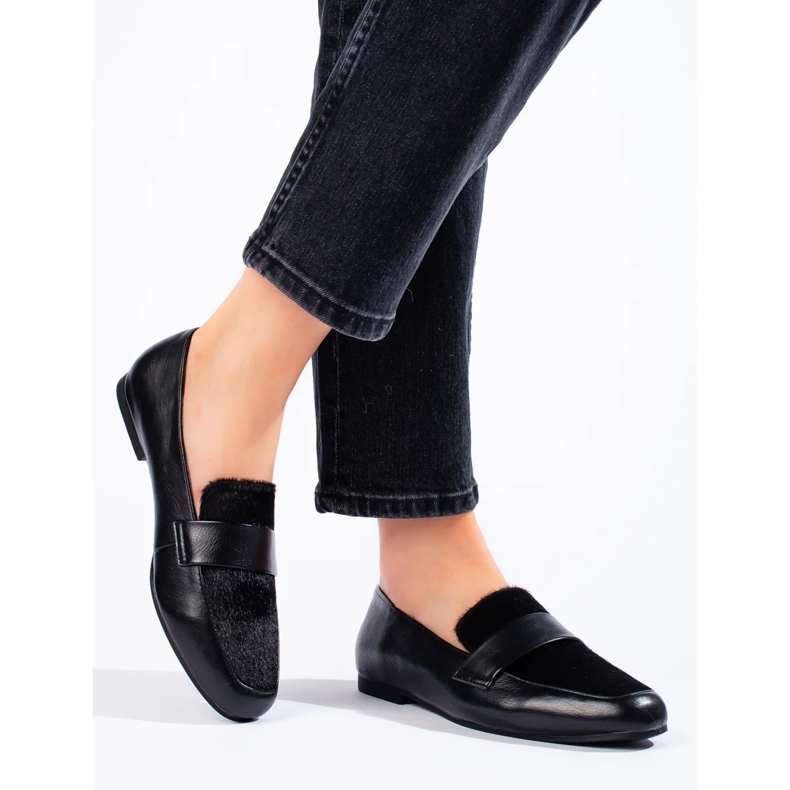Scarpe nere con pelliccia nero 2
