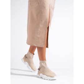 Sneakers Alla Moda Con Un Calzino beige 1
