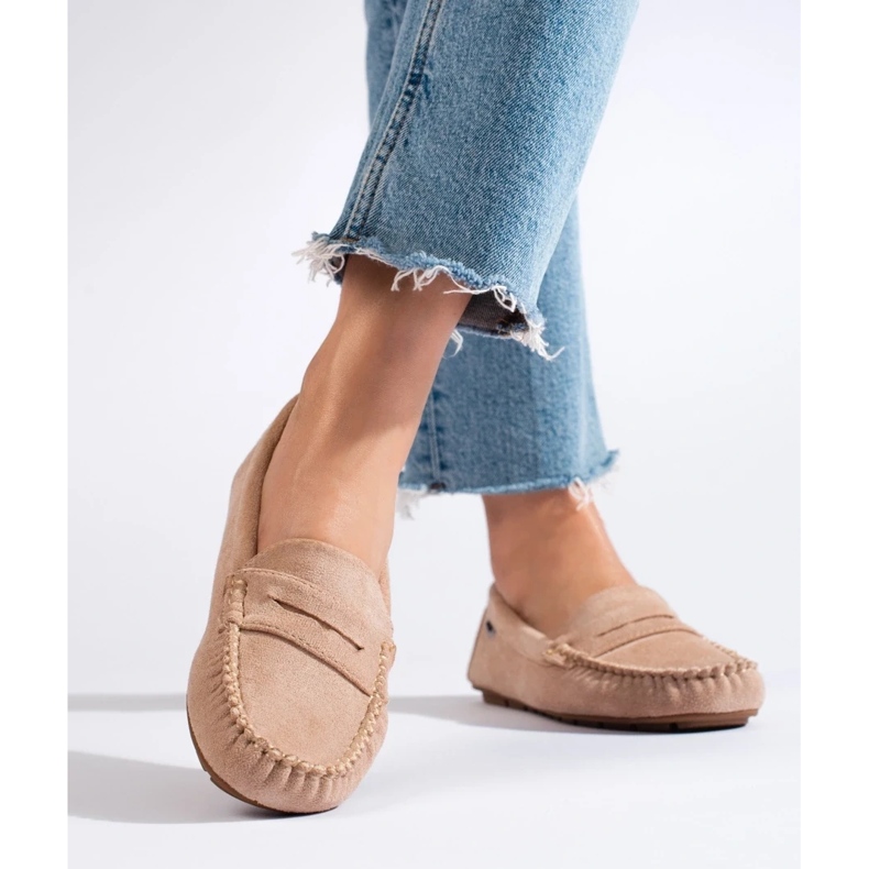 Goodin Mocassini classici in tessuto beige 1