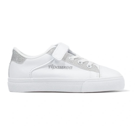 Sneakers da bambino bianche con glitter argento bianco 1