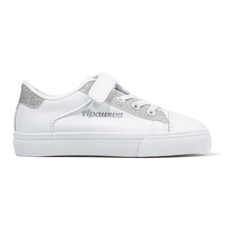 Sneakers da bambino bianche con glitter argento bianca 2