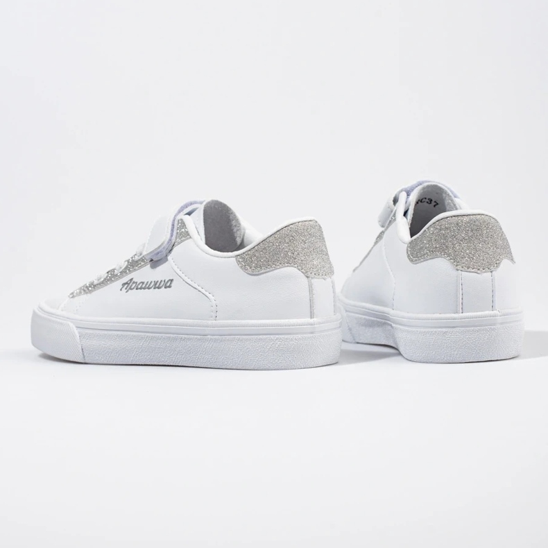 Sneakers da bambino bianche con glitter argento bianco 1