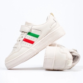 Sneakers bianche da bambino con cinturini bianco 1
