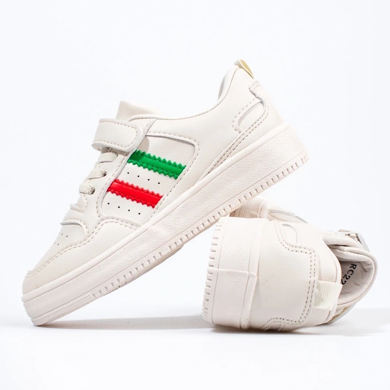 Sneakers bianche da bambino con cinturini bianca 1