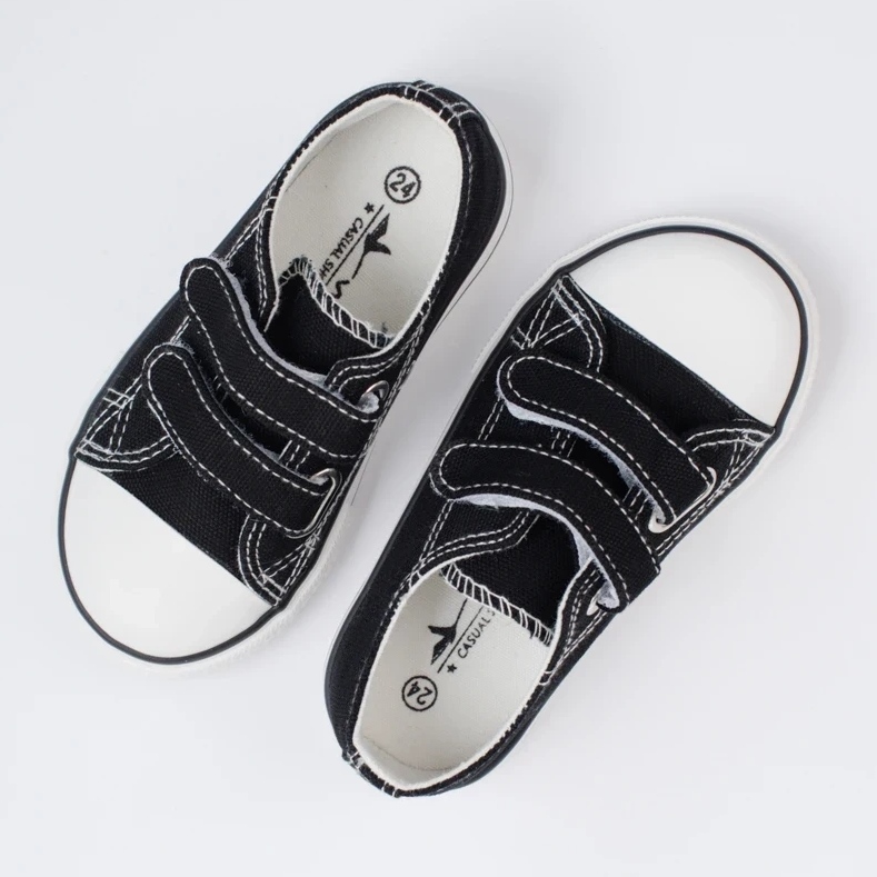 Sneakers da bambino Vico con chiusura in velcro bianche e nere nero 2