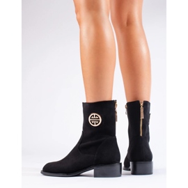 Stivali alti da donna in camoscio nero 1