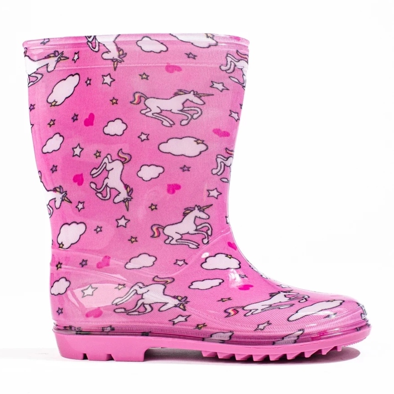 Stivali Wellington alti da bambina con fantasia rosa 1