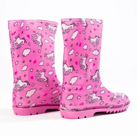 Stivali Wellington alti da bambina con fantasia rosa 2