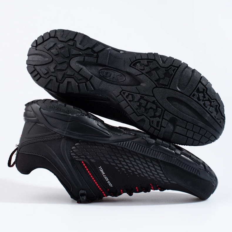 Scarpe da trekking da uomo su suola spessa DK nere e rosse nero 1