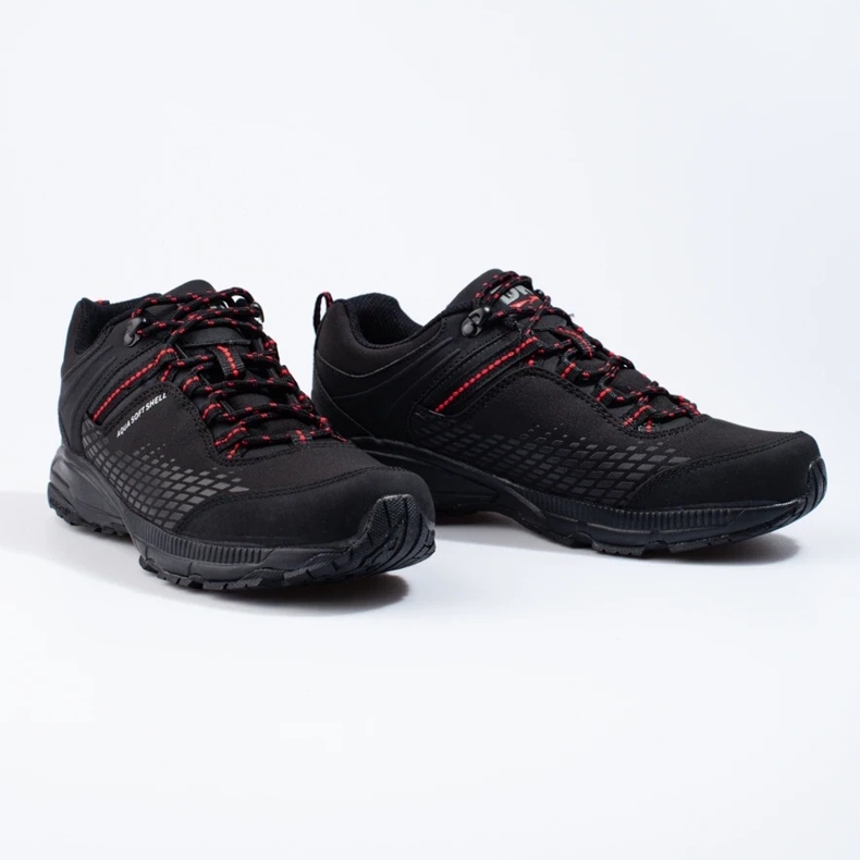 Scarpe da trekking da uomo su suola spessa DK nere e rosse nero 2