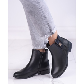 Eleganti stivaletti Chelsea da donna con tacco piatto nero 2