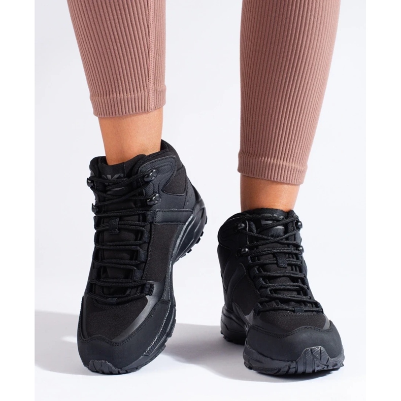 Scarpe da trekking da donna con tomaia alta DK nere nero 2