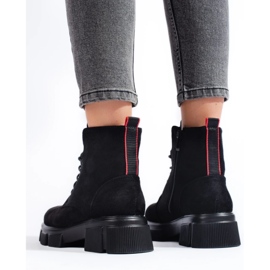 Stivaletti da donna stringati in camoscio leggero nero 1
