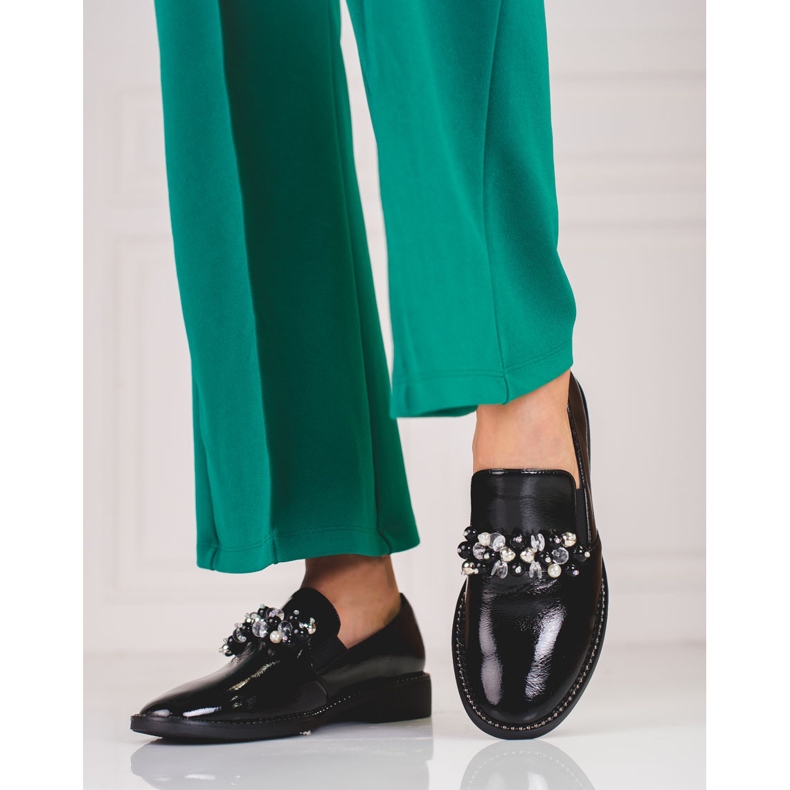 Lords da donna in vernice con decoro, nero 2